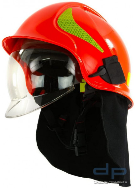 Feuerwehrhelm Vulcan CV 103 / Typ A nach EN 443 in Rot, vergold. Visier, Nackenschutz: Nomex 977099