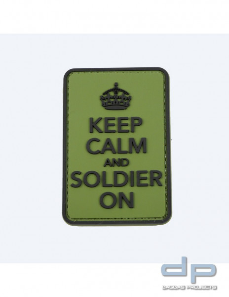 Klettabzeichen Keep Calm and Soldier On - gummiert, 72x48 mm