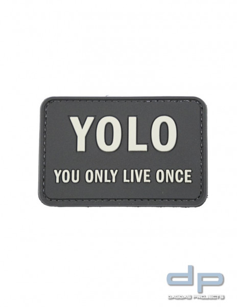 Klettabzeichen YOLO - YOU ONLY LIVE ONCE - gummiert, 75x50 mm