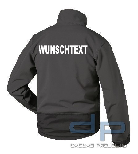 Softshell Jacke schwarz mit Wunschtext, Größe: 3XL